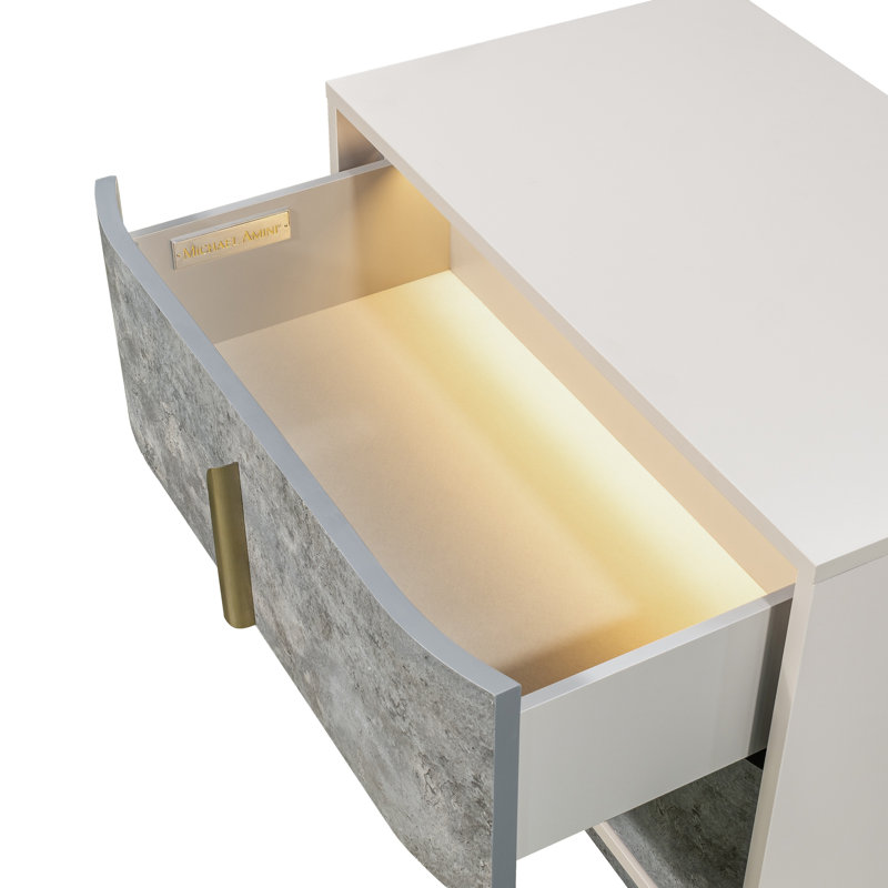 Pavira 2-Drawer Nightstand - Stone