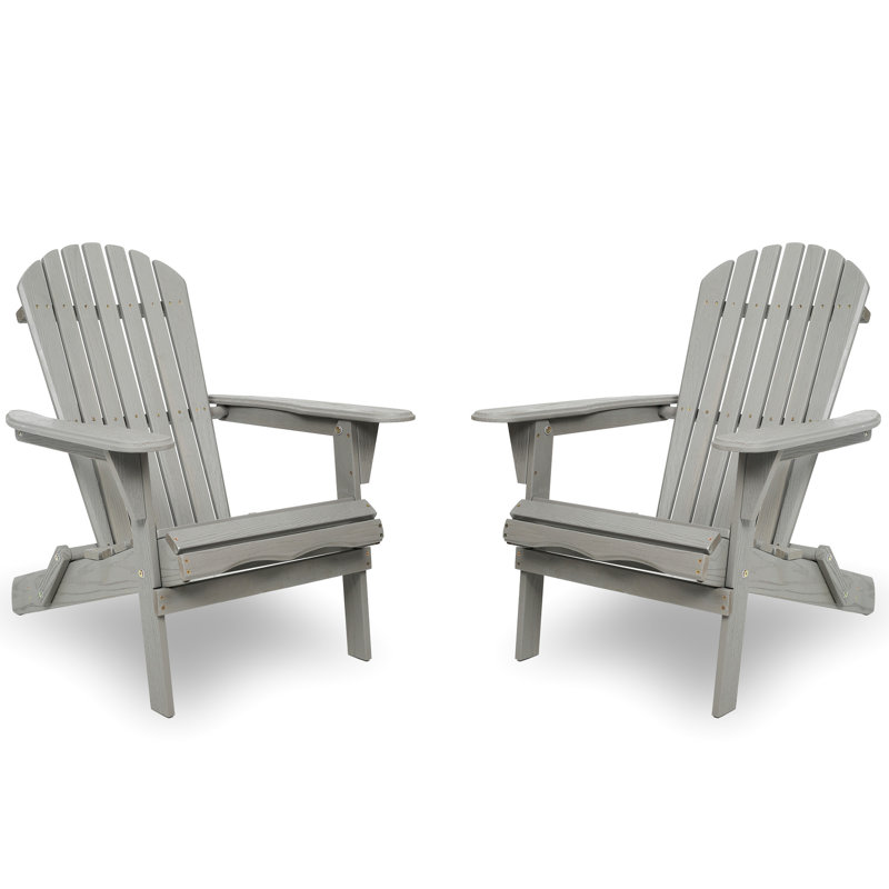 Chaise d'extérieur grise pliante en bois massif avec gaufrage, Gris