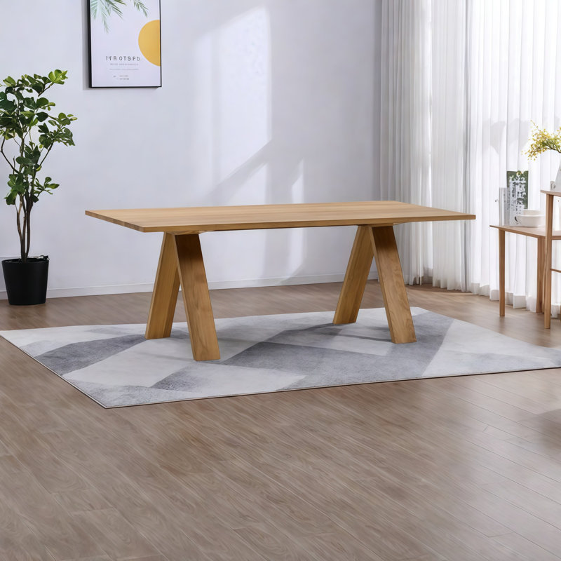 Modern Rectangular Solid Wood Dining Table, 29.5"H x 63"L x 27.6"W