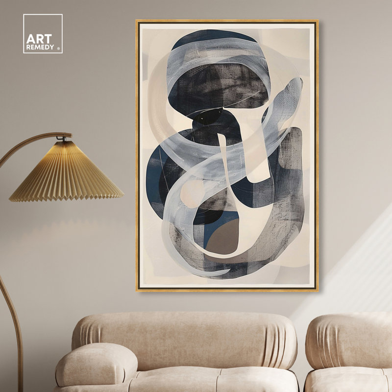 Large Abstract Canvas Wall Art with Gold Frame