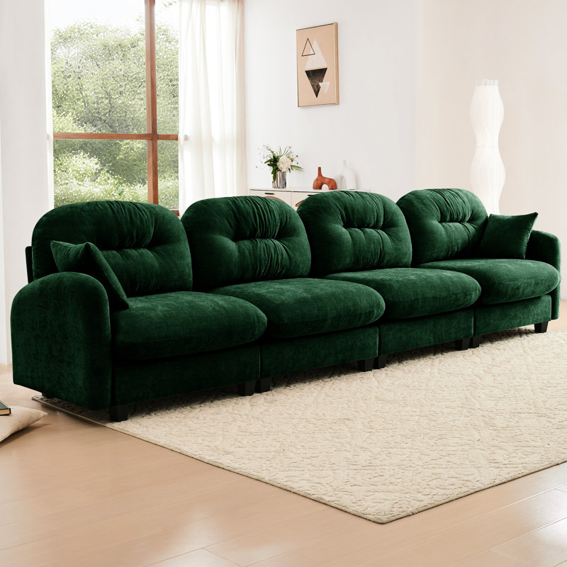 Modulaire à quatre places avec tissu en chenille, travail exquis, ensemble de ressorts à haute résilience et combinaison flexible pour différentes pièces 4 po, courbe ergonomique, zones de lecture personnalisables