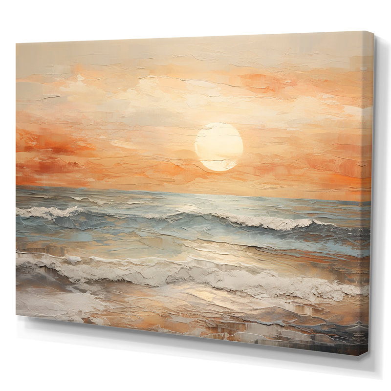 Art sur toile, coucher de soleil sur la plage, H 12 po x l 20 po x P 1 po, Toile tendue
