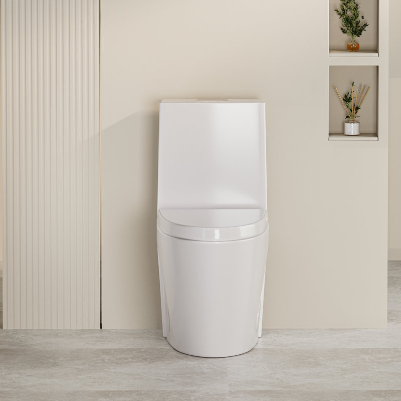 One-Piece Elongated Toilet 1.1/1.6 GPF Dual-Flush MaP 1000g with 17.13 in. ADA Comfort Seat, Ceramic Glazed Surface(Soft Close Seat Included), WaterSense Certified, Glossy White