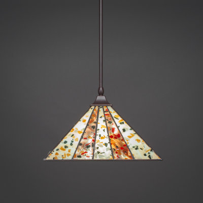 Stem Hung Pendant Square Fitter Shown With 14" Fiesta Art Glass