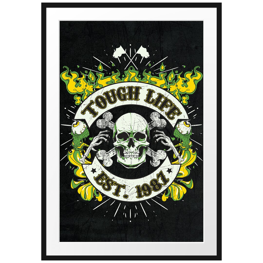 Gerahmtes Poster Tough Life Schwarz