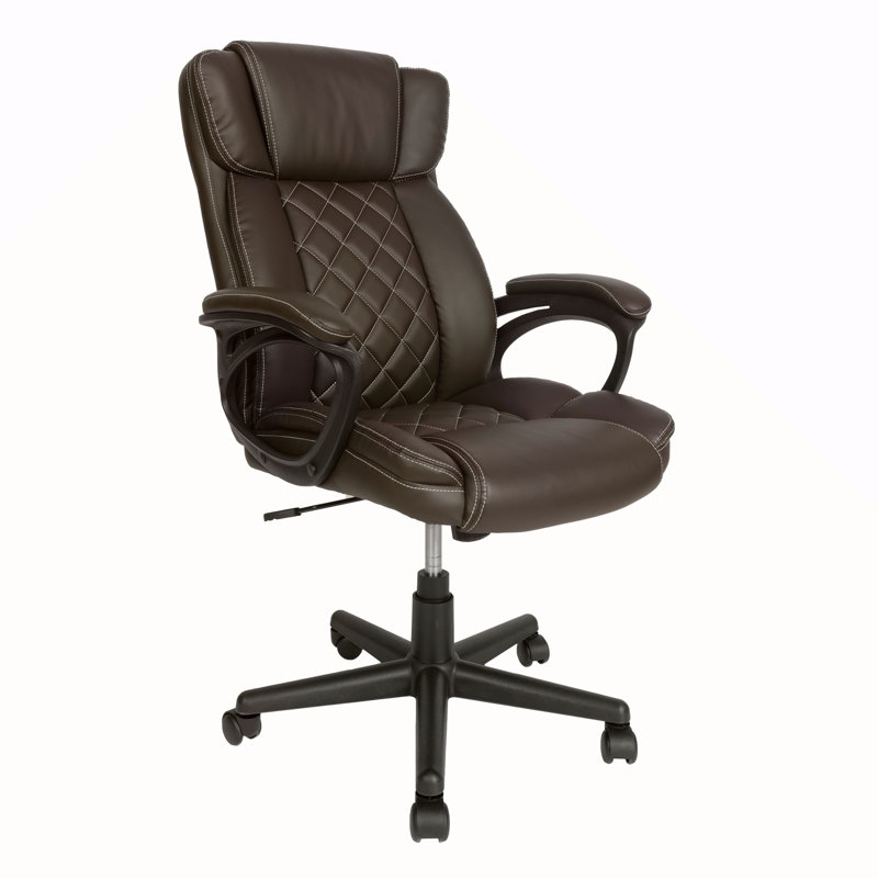 Fauteuil de direction ergonomique à dossier haut en similicuir brun Techni Mobile