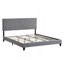 Très grande base de lit tapissier avec tête de lit en tissu capitonné, pas de sommier tapissier, support à lattes de bois, assemblage facile, gris-269288612