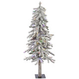 Flocked Alpine 4' H Lighted Artificial Pine Christmas Tree