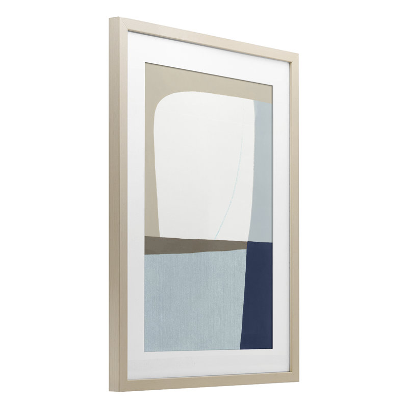 Impression géométrique encadrée sous verre, conception par Hannah Dawson, Cadre de récolte en pin, H 20 po x l 14 po
