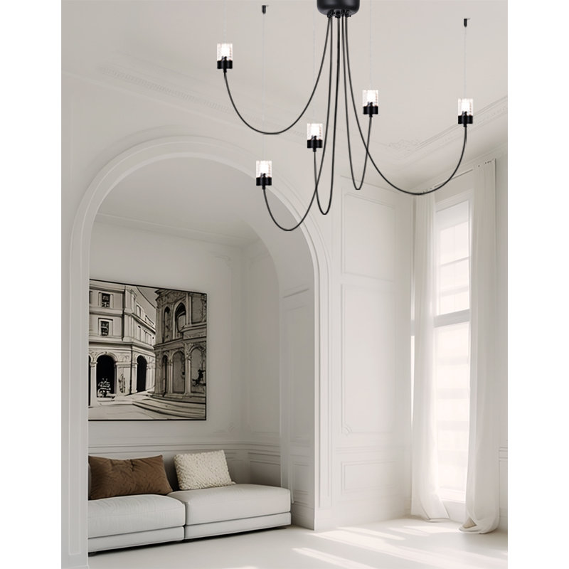 5-Light Black Arc Swaying Gravity Chandelier