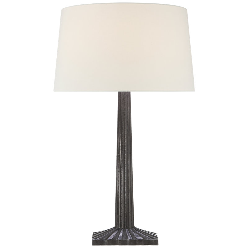 Chapman & Myers Strie Fluted Column Table Lamp, Aged Iron, Fabric