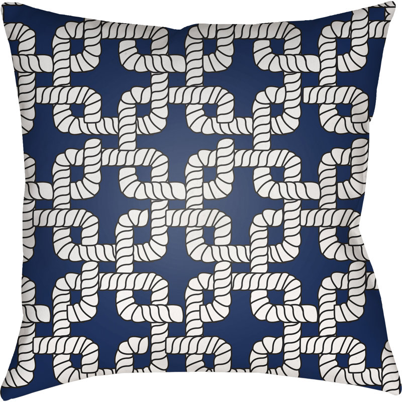  Rope Indoor/Outdoor Throw Pillow, 18" H x 18" W x 4" D, Blue