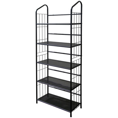 Bibliothèque noire en métal à finition noire de 64 po de hauteur - Améliorez votre espace de vie Assemblage facile pour une bibliothèque à usage quotidien, expérience de rangement améliorée pour assembler divers espaces