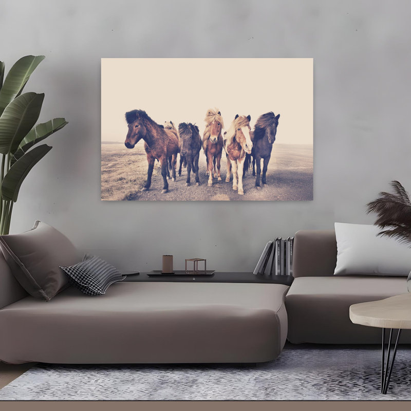 Chevaux, art abstrait cheval contemporain, H 32 po x l 48 po