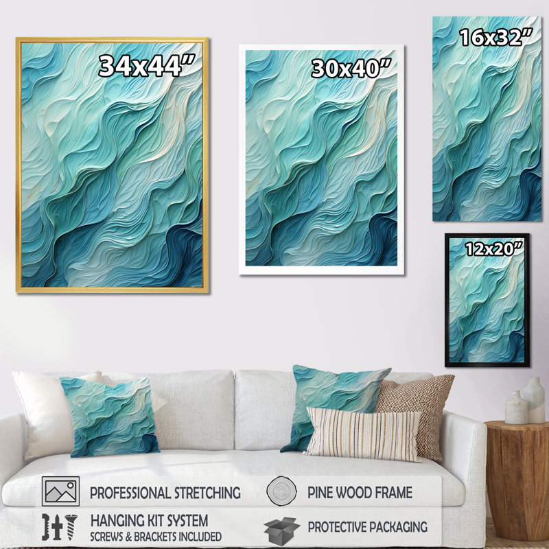 Procter - Abstract Spirals, art mural, H 20 po x l 12 po x P 1 po, Toile avec cadre flottant or