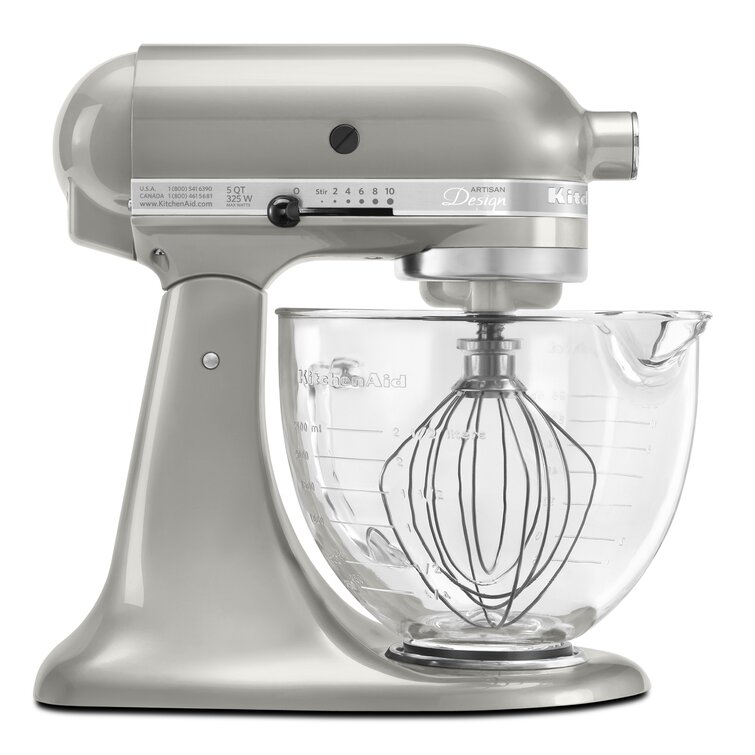 KSM155GBFP Kitchenaid Artisan® Design Series 5 Quart Tilt-Head Stand Mixer  with Glass Bowl - Frosted Pearl White