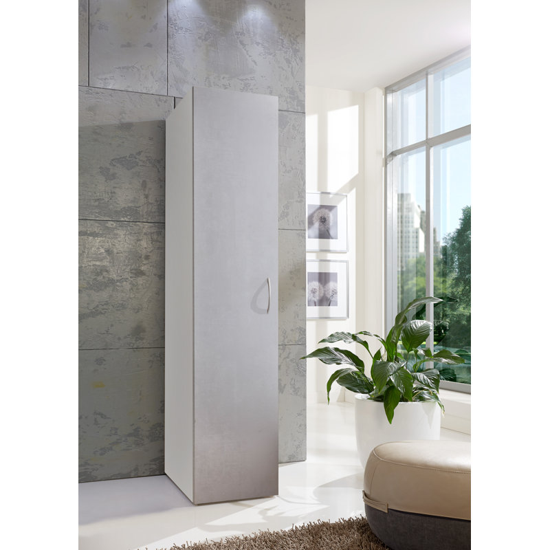 Aggi 1 Door Wood Wardrobe, 185cm H x 30cm W x 40cm D, Oak Sawed Raw
