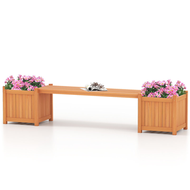 Arlmont & Co. Hardwood Outdoor Planter Boxes W/ Detachable Bench 2 Elevated Mini Planters Patio