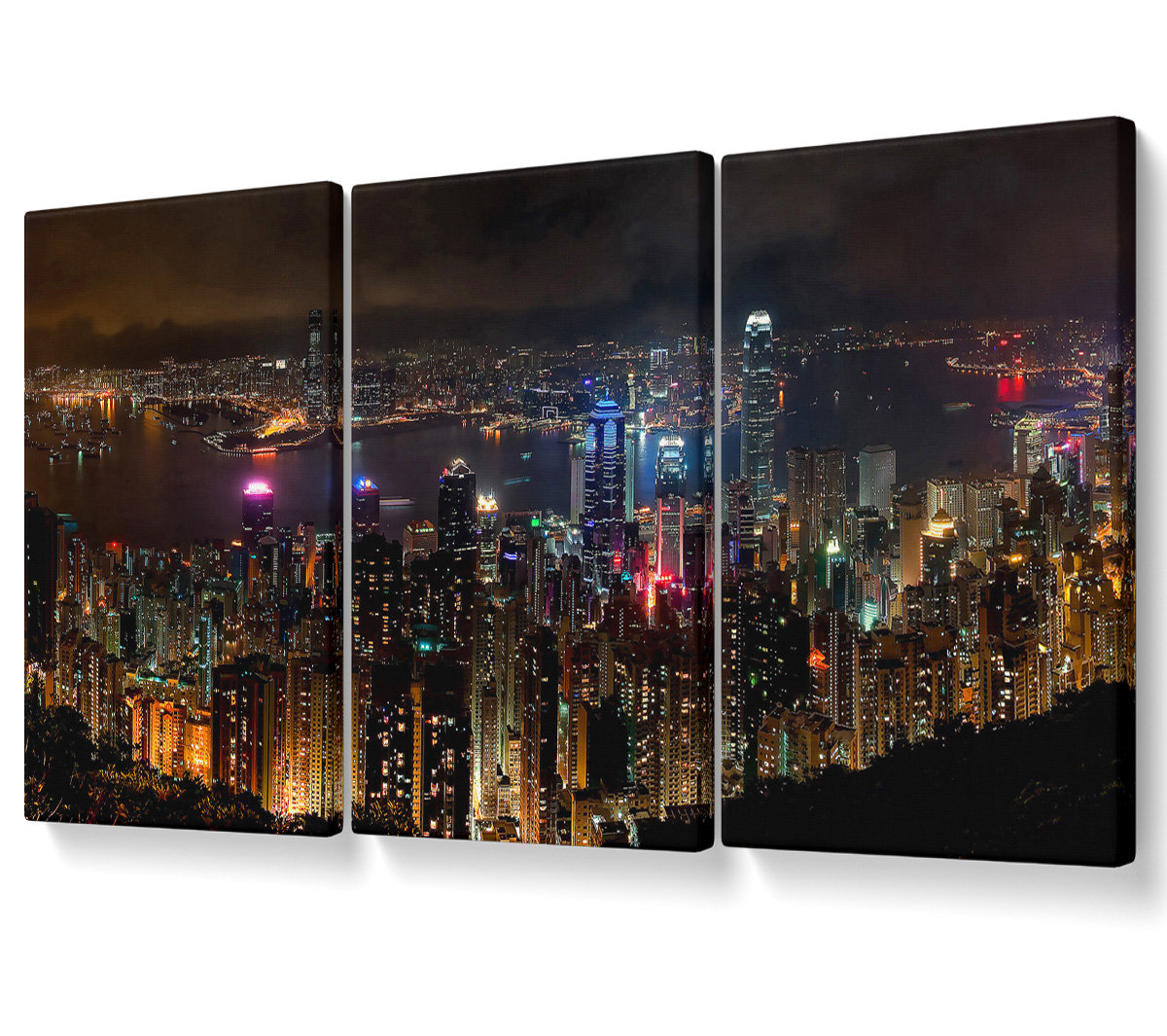 Ebern Designs Hong Kong China - 3 Piece Wrapped Canvas Graphic Art ...