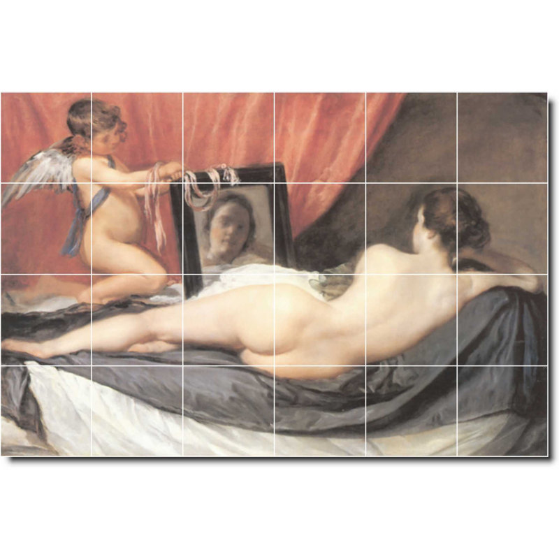 Carrelage mural décoratif en céramique 72 po x 48 po 12 po x 12 po, Diego Velazquez, peinture de nu W09165