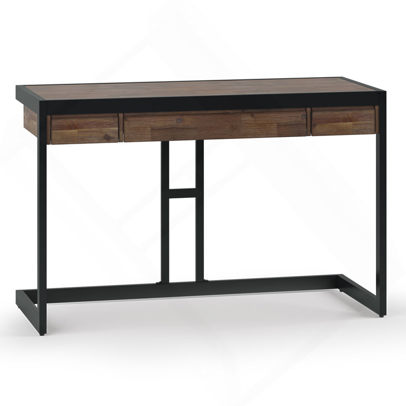 Petit bureau - Brun rustique naturel vieilli, H 31 po x l 48 po x P 24 po, Brun / Noir