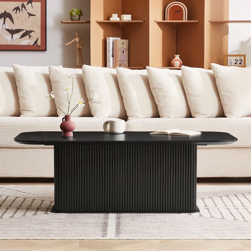 Table basse avec surface en bois de chêne noir et pieds en métal noir
