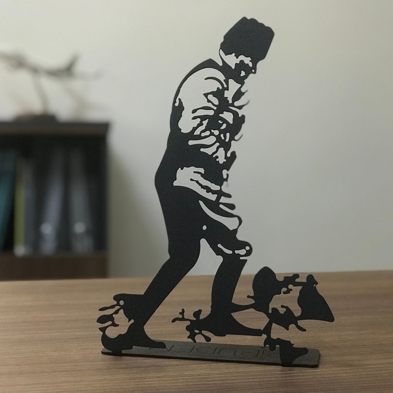 Modern Decorative Object, 100% Metal, 7.9 x 11.8 inches | Sturdy 2 mm Thickness | Sleek Black Finish | Versatile Standalone Design for Any Desk | Ideal for Home or Office Décor, Stylish and Functional