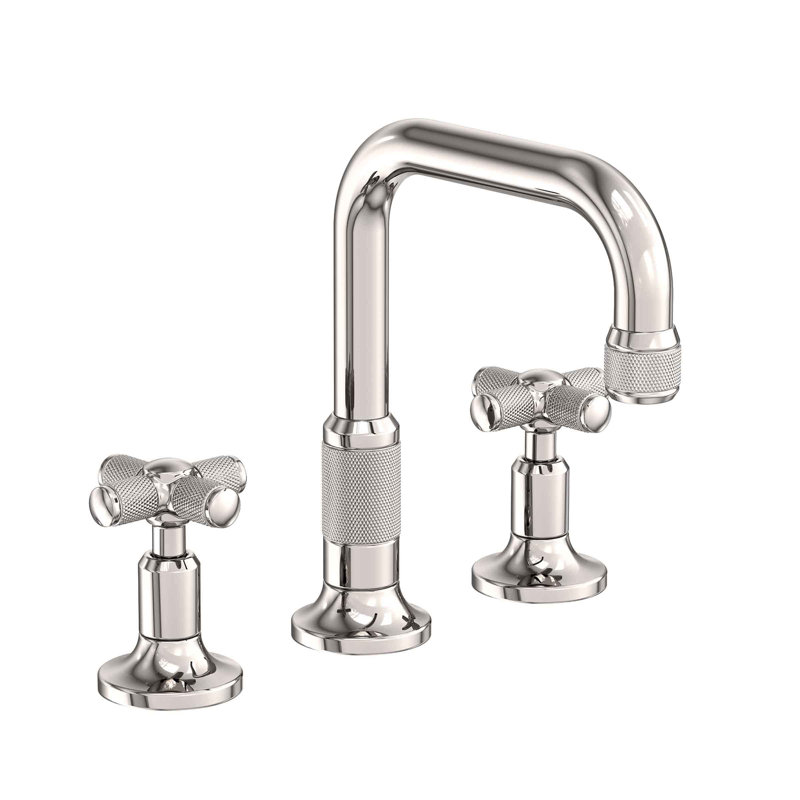 Clemens Widespread Bathroom Faucet with Drain Assembly, Polished Nickel