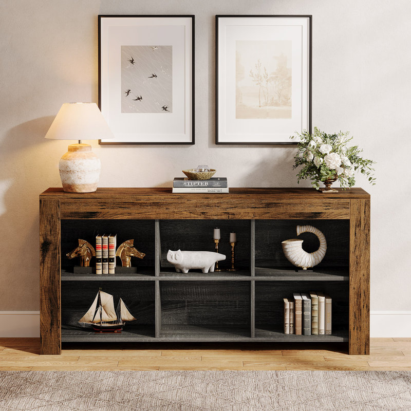 63-Inch Long Wood Console Table, Rustic Brown