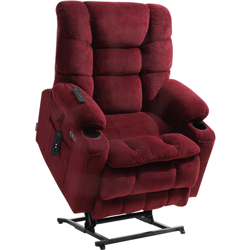 EONIX Wide Power Lift Recliner Chair for Elderly, 400lbs Heavy Duty Oversized Lift Chair with Heat and Massage, Lay Flat Power Lift Recliner with Cup Holders and Charging Ports, Beige