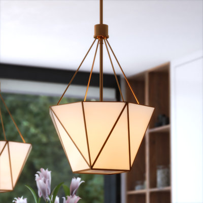 Luminaire à 3 lumières 15,75 po Burnett Large luminaire suspendu en forme de cône Mid-Century moderne en laiton discret avec abat-jour en verre opale blanc Tiffany, hauteur réglable, luminaire suspendu pour table de salle à manger