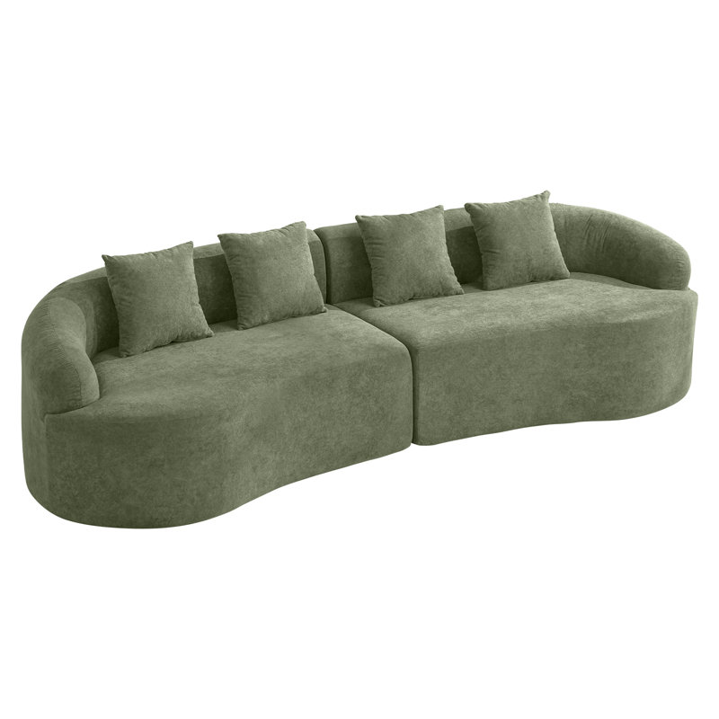 Canapé incurvé Boneless en chenille - sans assemblage, 4, Vert