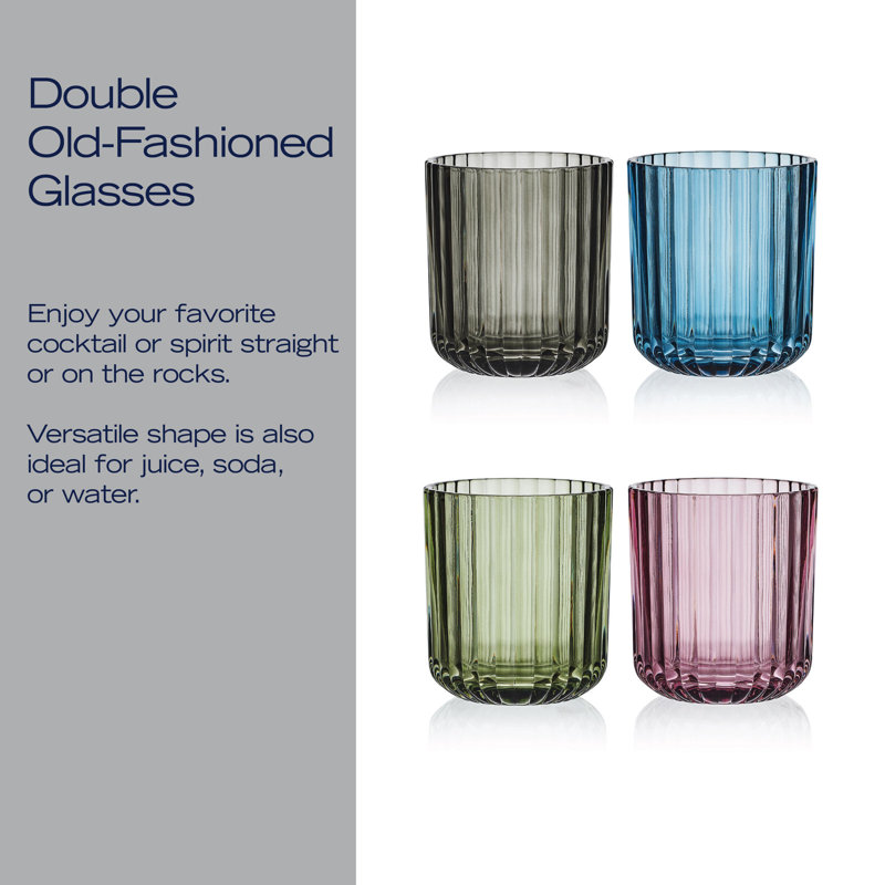 Mikasa Jasper Double Old Fashioned Glass Set of 4, 12 Ounce