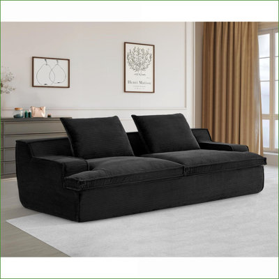 Sofas Couches, 90-Inch Oversized 4-Seater No Assembly Full Foam Sofa for Living Room | Ivory | Soft Corduroy