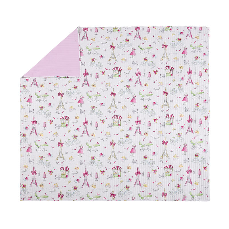 Pretty in Paris Pink Microfiber Twin Quilt Set