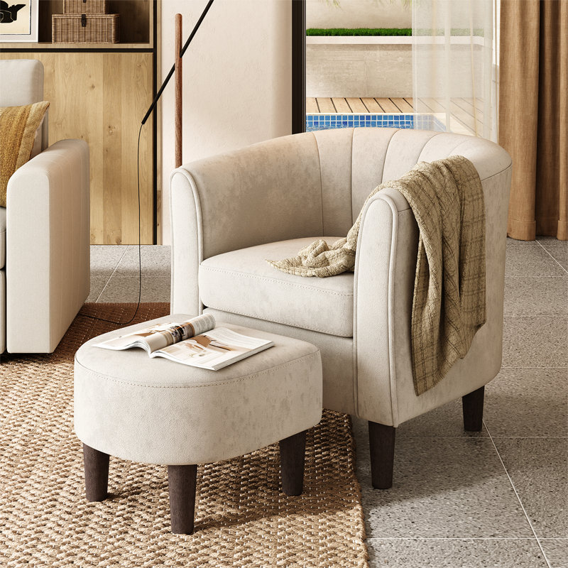 Fauteuil demi-tonneau avec repose-pieds Torence, Rose, H 26,8 po x l 27,4 po x P 25,6 po