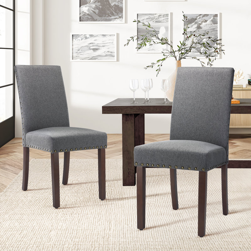 Bontrager 20'' H Linen Dining Chair - Upholstered Parsons Side Chair, Gray