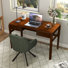 Modern Wooden Desk & PU Swivel Chair Set - 2-Drawer Office Desk With Ergonomic Biscuit-Back Chair