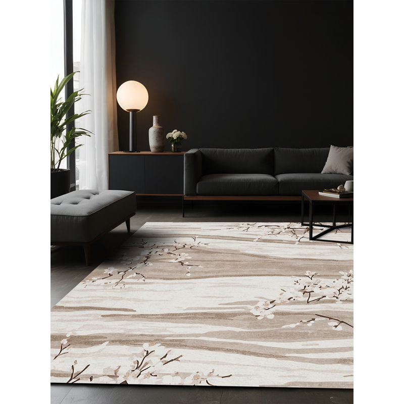 Tapis gris soyeux et moelleux, Carré 5 pi