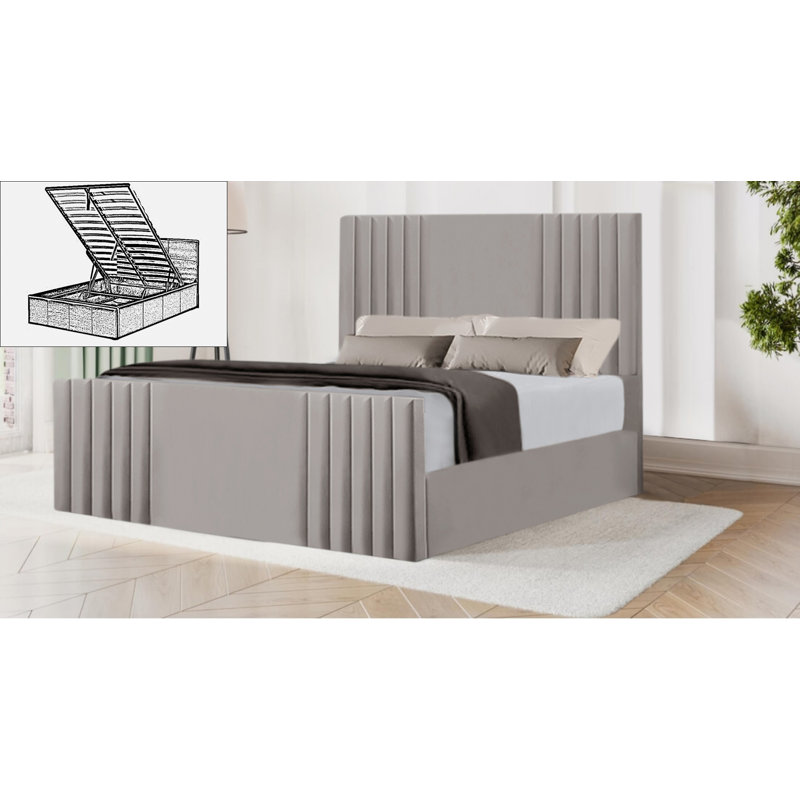 Bellissa Upholstered Ottoman Storage Bed, Silver, Double (4'6)