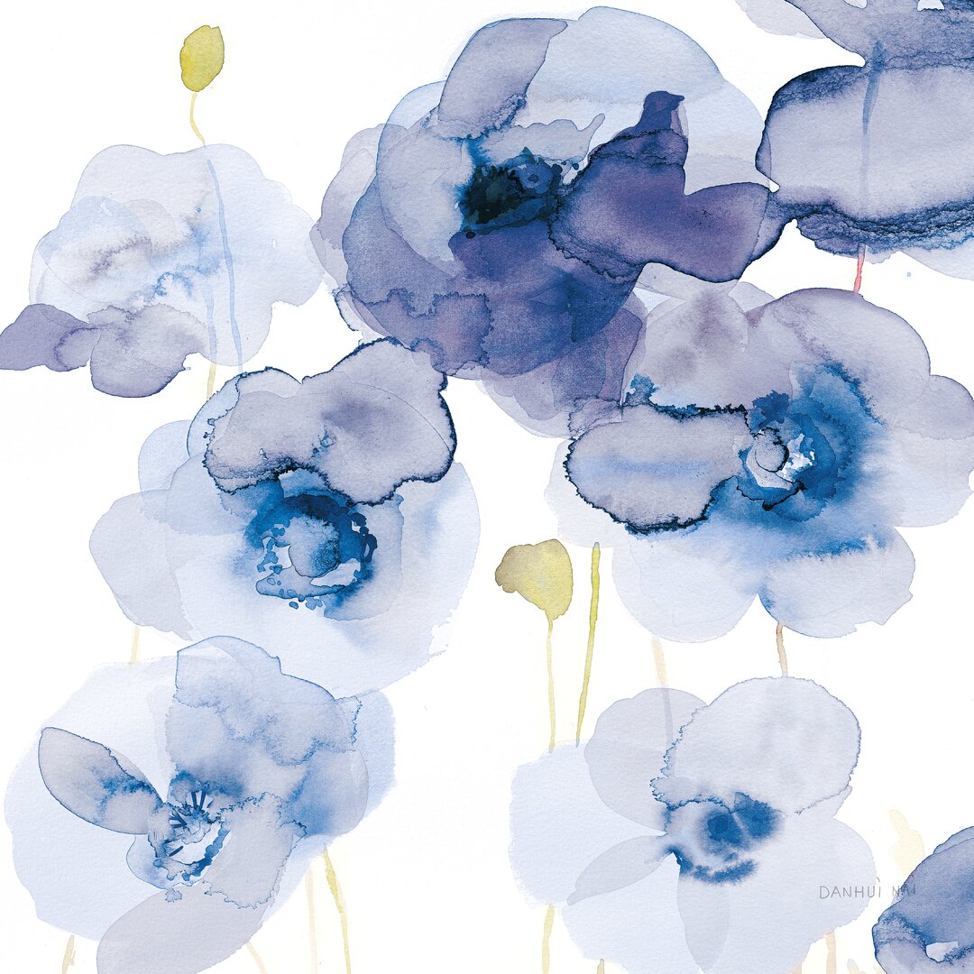 Leinwandbild Delicate Poppies III Blue von Danhui Nai