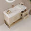 Meuble-lavabo autoportant moderne avec lavabo en céramique sans soudure et plateau en pierre frittée-42083310
