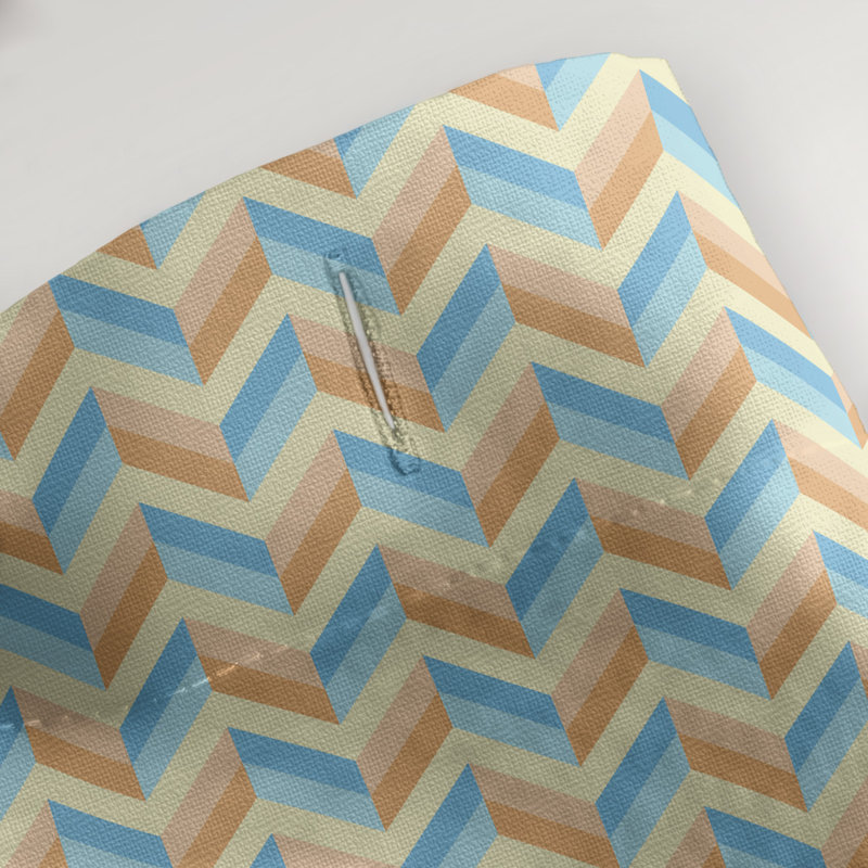 Rideau de douche simple à chevrons, Bleu / Orange