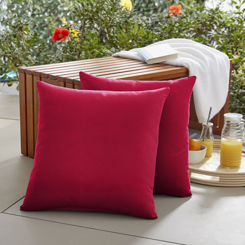 Vera Indoor/Outdoor Throw Pillow, Crimson, 18" H x 18" W
