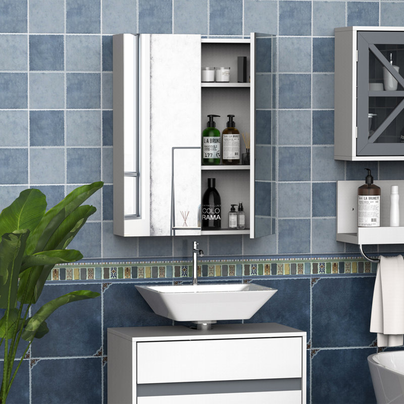 Isatu 600mm W 750mm H Surface Framed Medicine Cabinet Mirror 2 Adjustable