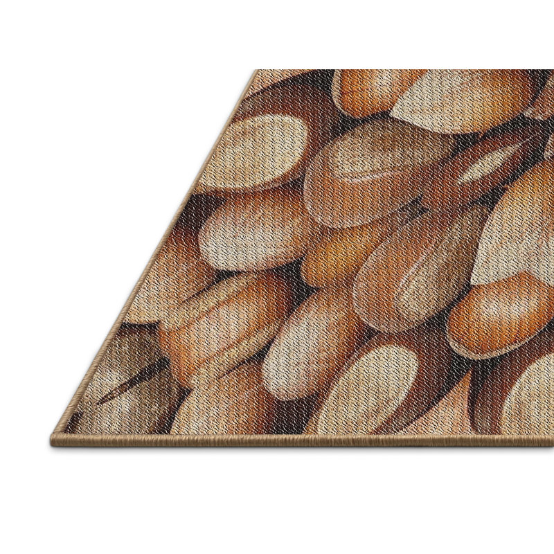 Fabriqué à la machine à partir de laine et de polyester brun Tapis décoratif, Rectangle 5 pi x 7 pi