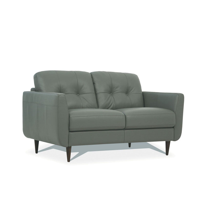 Bove 59" Faux Leather Square Arm Loveseat, Gray Faux Leather