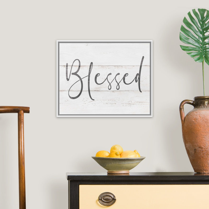 " Family Quotes - Blessed White ", 18" H x 22" W x 1.75" D, White Framed