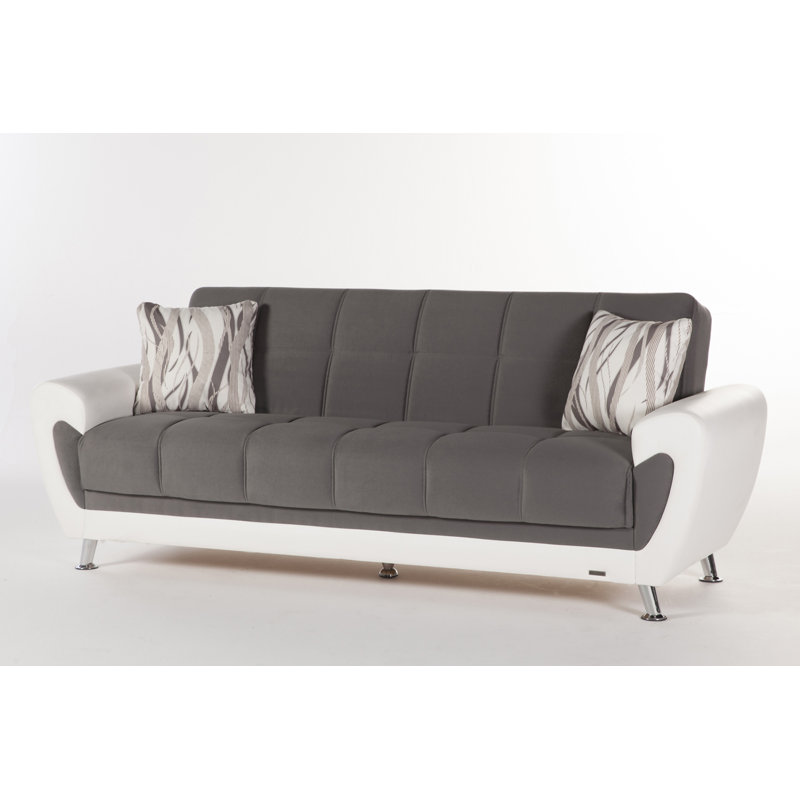 Duru 90.01" Wide Round Arm Sleeper, Gray/White