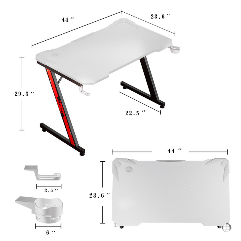 Sinead Steel Computer Desk, White/Black